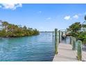 Picture perfect dock with power and water hookups and lush views of the surrounding estuary at 79 Palm Dr, Placida, FL 33946