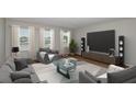 Comfortable living room featuring a large TV and modern furniture at 14729 Summer Branch Dr, Lithia, FL 33547