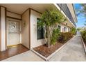 Condo building exterior showcasing entrance and landscaping at 6219 Palma Del Mar S Blvd # 114, St Petersburg, FL 33715