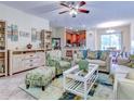 Bright living room with comfy sofas and a coffee table at 11902 Greengate Dr, Hudson, FL 34669