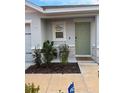 Inviting front porch with landscaping and a light-colored front door at 1668 Hazy Sea Dr, Plant City, FL 33565