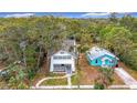 Aerial view shows the property's location among other houses with mature trees at 718 34Th S Ave, St Petersburg, FL 33705