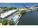 Aerial view showing the community pool and waterfront location at 611 Destiny Dr # 216, Ruskin, FL 33570