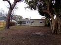 Large backyard with mature trees behind the house at 435 92Nd N Ave, St Petersburg, FL 33702