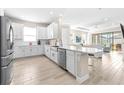 Modern kitchen with white cabinets, stainless steel appliances, and island at 4639 Garofalo Rd, Wesley Chapel, FL 33543