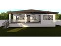 Modern home with a back porch, white exterior, and a large grassy backyard at 3307 W Oak Ave, Plant City, FL 33563