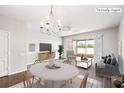 Virtually staged living room with dining area and access to a patio at 4842 Pond Ridge Dr, Riverview, FL 33578