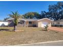 Charming single story home with a terracotta driveway and palm trees at 10202 Oak Hill Dr, Port Richey, FL 34668