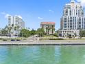 Aerial view of waterfront property showcasing upscale high-rise buildings at 2109 Bayshore Blvd # 602, Tampa, FL 33606