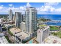 Aerial showcasing building, pool, & marina views at 301 1St S St # 3204, St Petersburg, FL 33701