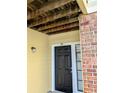 Condo front door with black finish and wood-beamed entryway at 8702 Mallard Reserve Dr # 104, Tampa, FL 33614