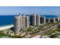 Aerial perspective of beachfront condos, highlighting their location at 1520 Gulf Blvd # 1404, Clearwater Beach, FL 33767