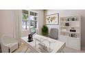 Bright home office features built-in shelving and large window at 10550 Bridgegate Heights Loop, San Antonio, FL 33576