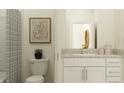 Bright bathroom with white vanity, shower, and modern decor at 10816 Fort White Ct, Tampa, FL 33647