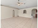 Spacious living area with vaulted ceilings and tile floors at 11013 Cranston St, Spring Hill, FL 34608