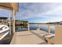 Relaxing dock view with water access and neighboring houses at 17 Venetian Ct, Tarpon Springs, FL 34689