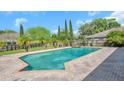 Inviting kidney-shaped pool with brick pavers and tropical landscaping at 1542 Mccrea Dr, Lutz, FL 33549