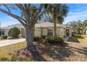 Tan house with a two-car garage and landscaping at 10833 Collar Dr, San Antonio, FL 33576