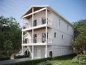 Two-story home with white siding, balcony, and attached garage at 96 Shore Dr, Tarpon Springs, FL 34689