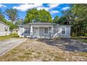 Newly renovated house with a gray exterior, a white door, and a small front porch and driveway at 12419 Lamont Ave, New Port Richey, FL 34654