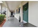 Condo entryway featuring a green door, a decorative wreath, and a planter at 10330 Carrollwood Ln # 93, Tampa, FL 33618