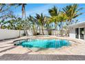Beautiful kidney shaped pool surrounded by palms at 2740 E Vina Del Mar Blvd, St Pete Beach, FL 33706