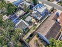 Aerial view of the property, showcasing backyard and outbuildings at 3147 Prescott N St, St Petersburg, FL 33713