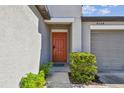 Orange front door entryway with landscaping and walkway at 4654 Wild Senna Blvd, Tampa, FL 33619