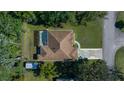 Bird's-eye view of a house with pool and large backyard at 628 Erin Way, Brooksville, FL 34601