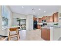 Modern kitchen with dark wood cabinets and black appliances at 3818 Cat Mint St, Tampa, FL 33619