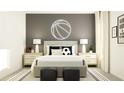 Spacious bedroom with a neutral color palette and sports theme decor at 15233 Rainbow Quartz St, Wimauma, FL 33598