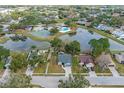 Community overview showing homes, lake, and recreational areas at 1628 Baker Rd, Lutz, FL 33559