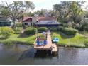 Waterfront property with a dock, and screened patio at 10020 Kenda Dr, Riverview, FL 33578