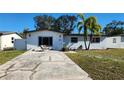 White single story house with a palm tree and driveway at 4119 Harrisburg Ne St, St Petersburg, FL 33703