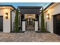 Modern entryway with black and white finishes, and a metal gate at 8621 Ivy Stark Blvd, Wesley Chapel, FL 33545