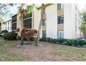 Condo building exterior showcasing landscaping and building features at 1398 Shady Pine Way # E3, Tarpon Springs, FL 34688