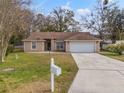 House exterior with a brown roof, white mailbox, and a large yard at 5332 Nutcracker Cir, Land O Lakes, FL 34639