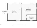 Small rental unit floor plan with bedroom, kitchen and bathroom at 3105 W Spruce St, Tampa, FL 33607