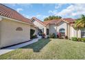 Home exterior showcasing walkway and well maintained lawn at 1162 Rustlewood Ct, Palm Harbor, FL 34684