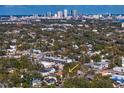 Aerial view of the neighborhood with building indicated by arrow showing its close proximity to downtown Tampa at 3107 W Palmira Ave, Tampa, FL 33629