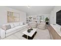 Bright living room featuring a white sofa and modern coffee table at 3547 Garfield Dr, Holiday, FL 34691