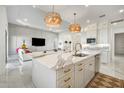 Bright, open kitchen with marble countertops, gold hardware, and stainless steel appliances at 33843 Galley Way, Wesley Chapel, FL 33543