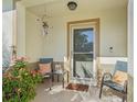 Inviting front porch area with comfortable seating, potted plants, and a secure screened door at 2938 Royal Tuscan Ln, Valrico, FL 33594