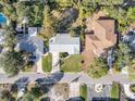 Bird's eye view of a home with well-kept lawn, featuring a patio and driveway in a serene neighborhood setting at 2555 68Th S Ave, St Petersburg, FL 33712