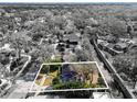 Aerial view of the property highlighting the home's location within a tree-lined neighborhood at 4532 W Beachway Dr, Tampa, FL 33609