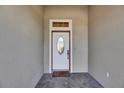 Entryway featuring a white door with glass insert and brick flooring at 1004 Regal Manor Way, Sun City Center, FL 33573