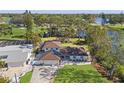 House with brown roof, large backyard, and a view of a golf course at 2506 Madrid Way S, St Petersburg, FL 33712