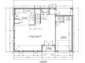 Detailed first floor blueprint with dimensions of kitchen, living area, garage and porch layout at 3801 Luma Dr, Holiday, FL 34691