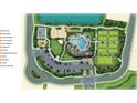 Community aerial view of amenities including a resort pool, tennis and sports courts at 17464 Whiskey Creek Trl, Parrish, FL 34219