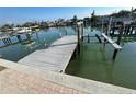 The picture showcases a private boat dock with a boat lift at 12155 5Th E St, Treasure Island, FL 33706